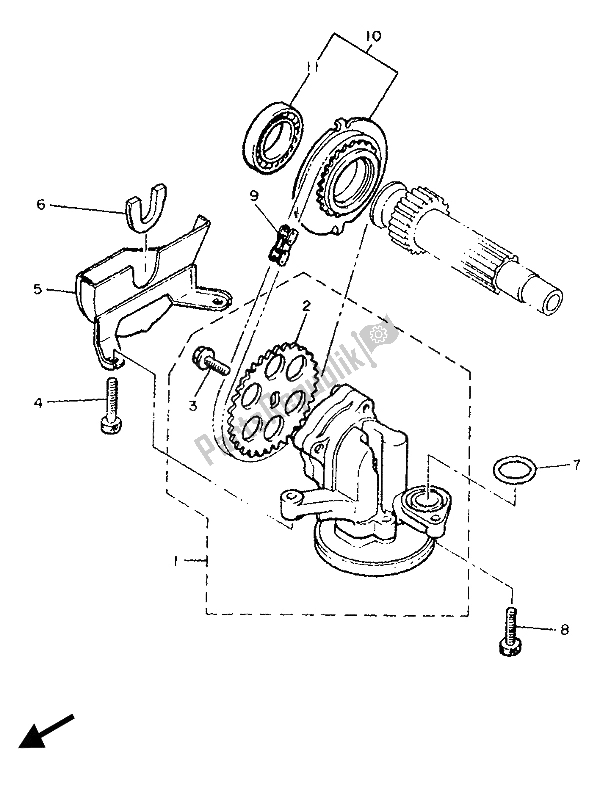 All parts for the Oil Pump of the Yamaha XJ 900F 1987