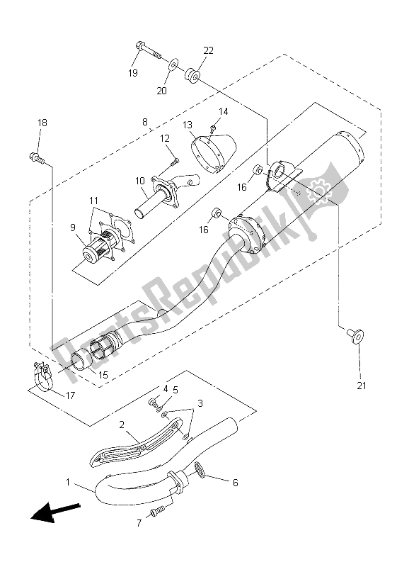 All parts for the Exhaust of the Yamaha WR 450F 2006