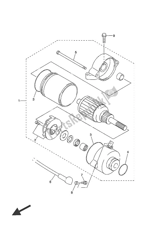 All parts for the Starting Motor of the Yamaha FJR 1300 AE 2016