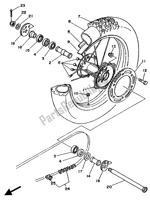 Toutes les pièces pour le Roue Arrière du Yamaha DT 125E 1989