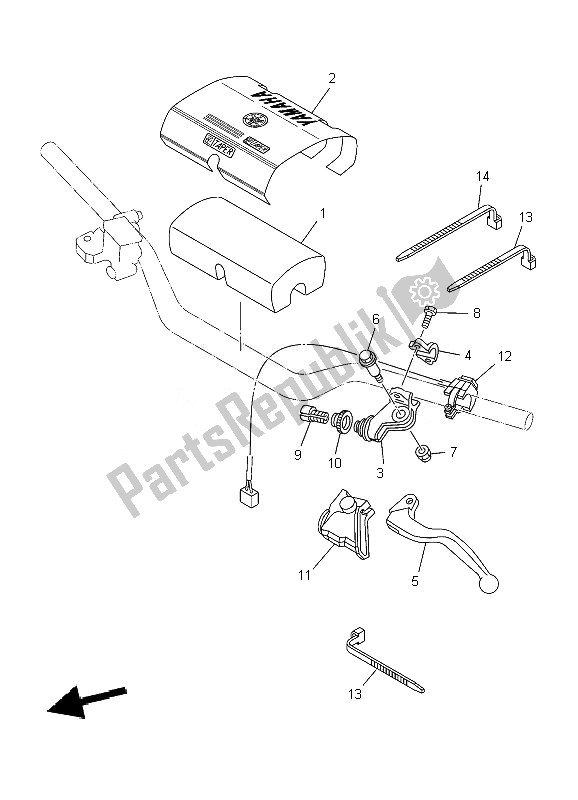 All parts for the Handle Switch & Lever of the Yamaha YZ 125 2010