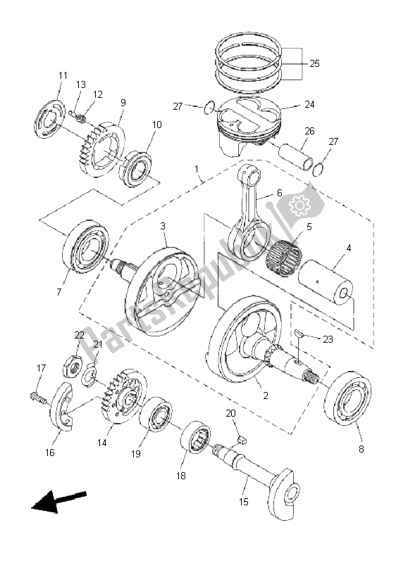 All parts for the Crankshaft & Piston of the Yamaha WR 250R 2011