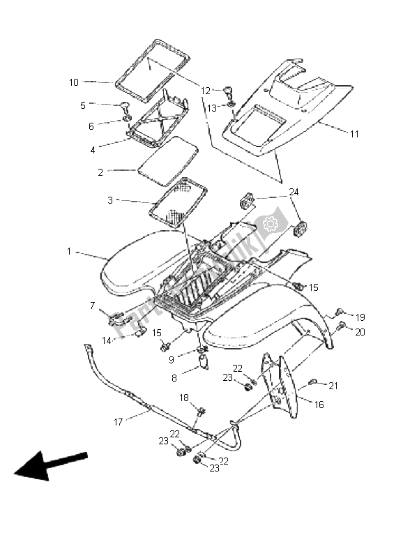 All parts for the Front Fender of the Yamaha YFM 80 Badger 2001