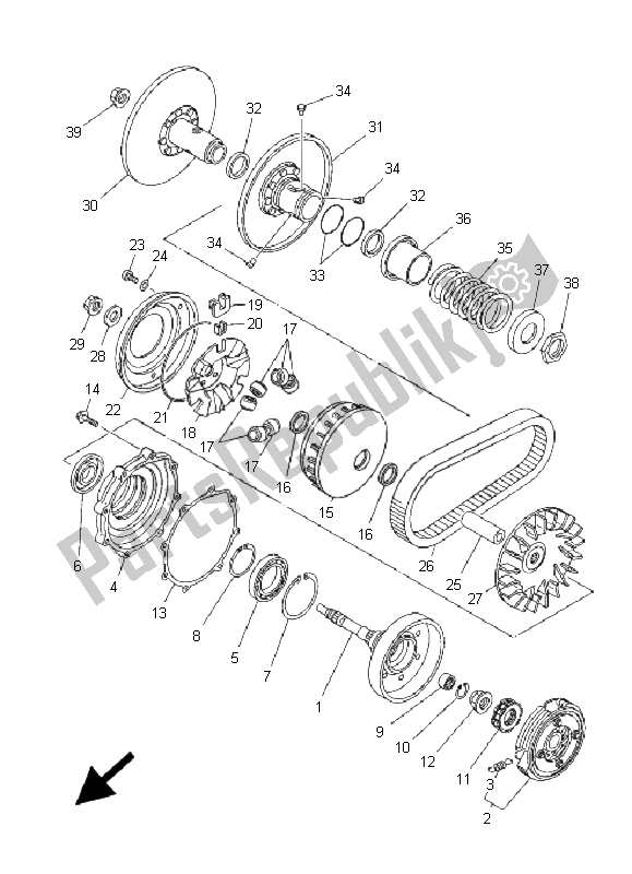 Toutes les pièces pour le Embrayage du Yamaha YFM 350 Grizzly 2X4 2009