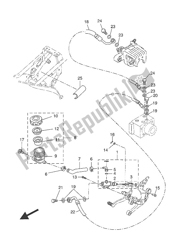 Tutte le parti per il Pompa Freno Posteriore del Yamaha MT 125A 2016