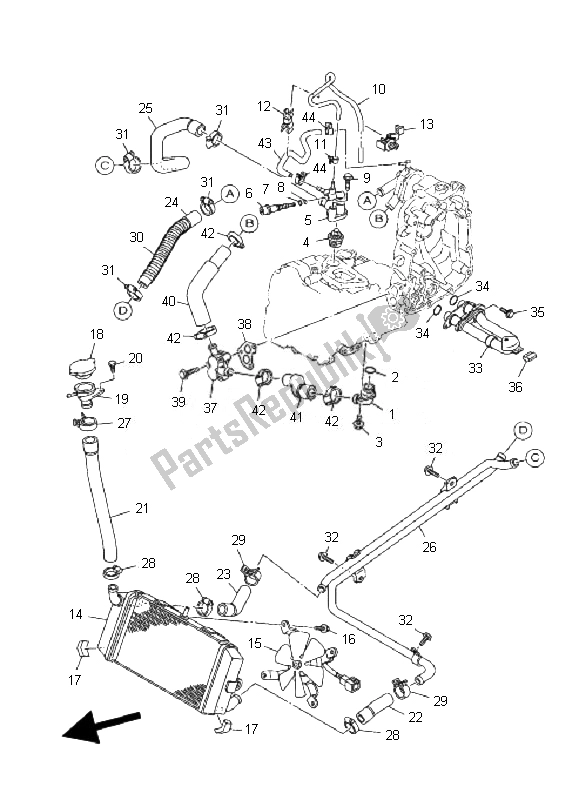 Toutes les pièces pour le Tuyau De Radiateur du Yamaha YP 400 Majesty 2010