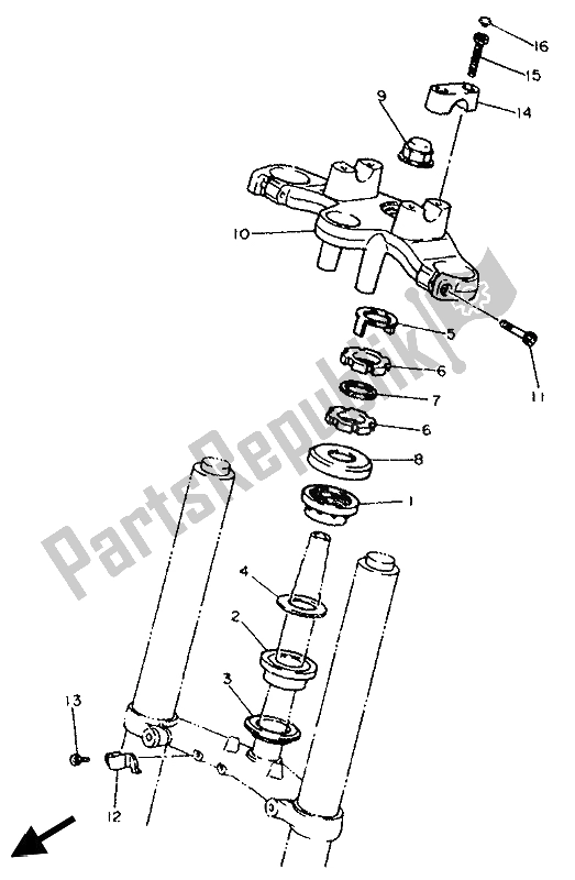 All parts for the Steering of the Yamaha XJ 600S Diversion 1992