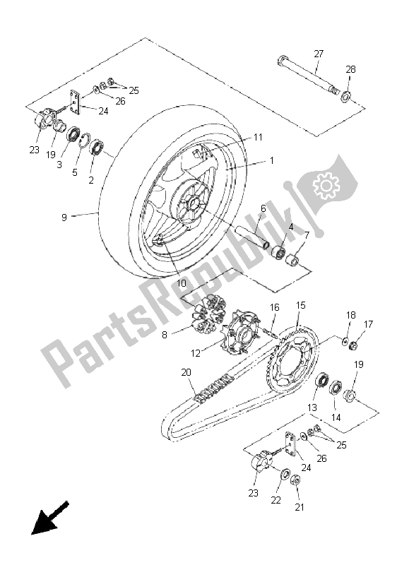 Wszystkie części do Tylne Ko? O Yamaha FZ6 N 600 2005