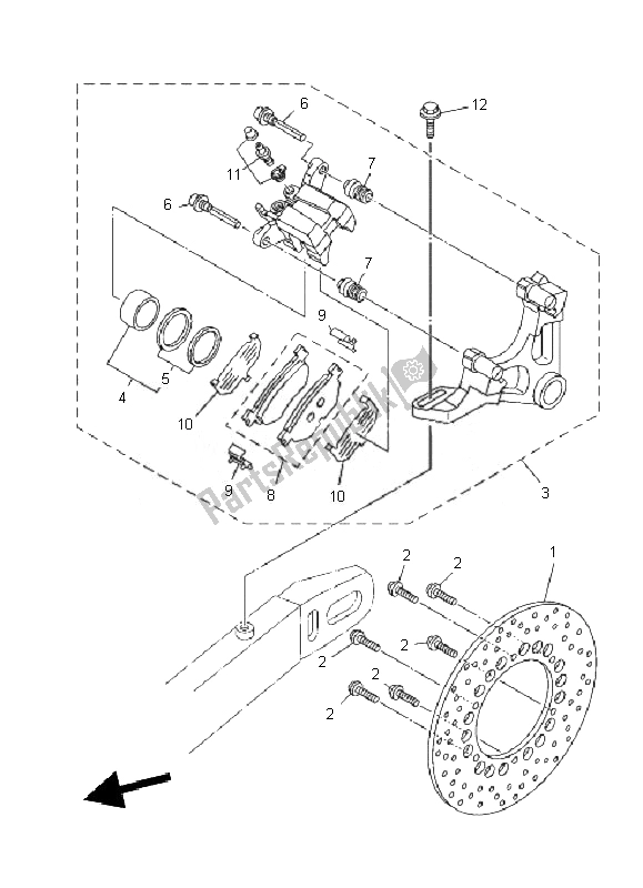 Todas las partes para Pinza De Freno Trasero de Yamaha TDM 900A 2010