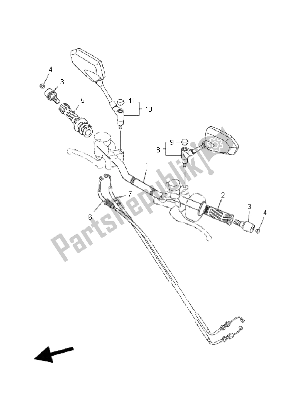 All parts for the Steering Handle & Cable of the Yamaha MT 01 1670 2008