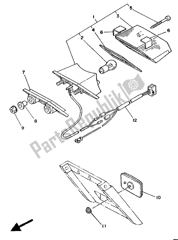 All parts for the Taillight of the Yamaha TDR 250 1988