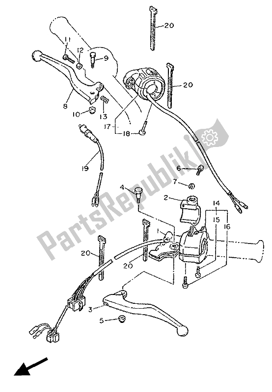 Toutes les pièces pour le Interrupteur Et Levier De Poignée du Yamaha XT 600K 1991