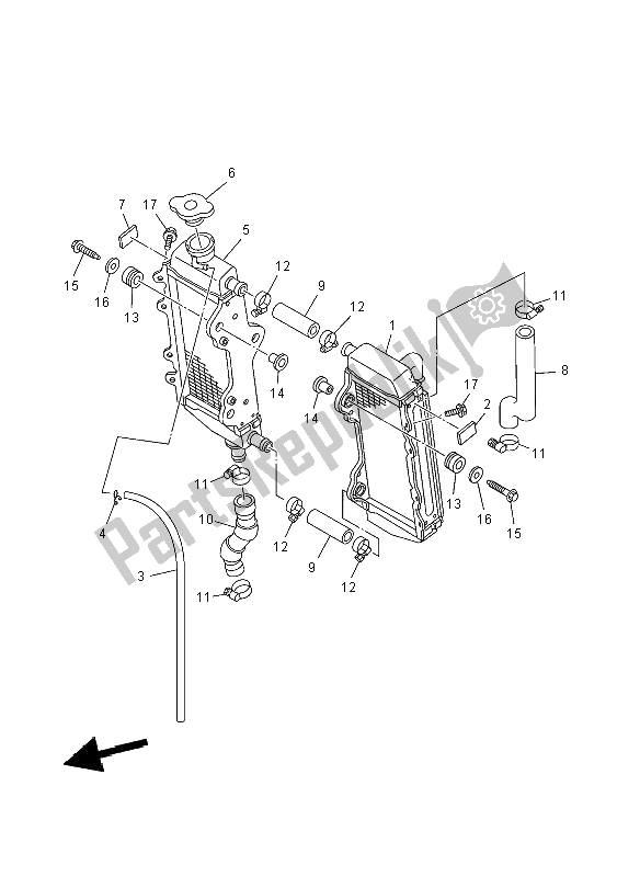 All parts for the Radiator & Hose of the Yamaha YZ 250 2008