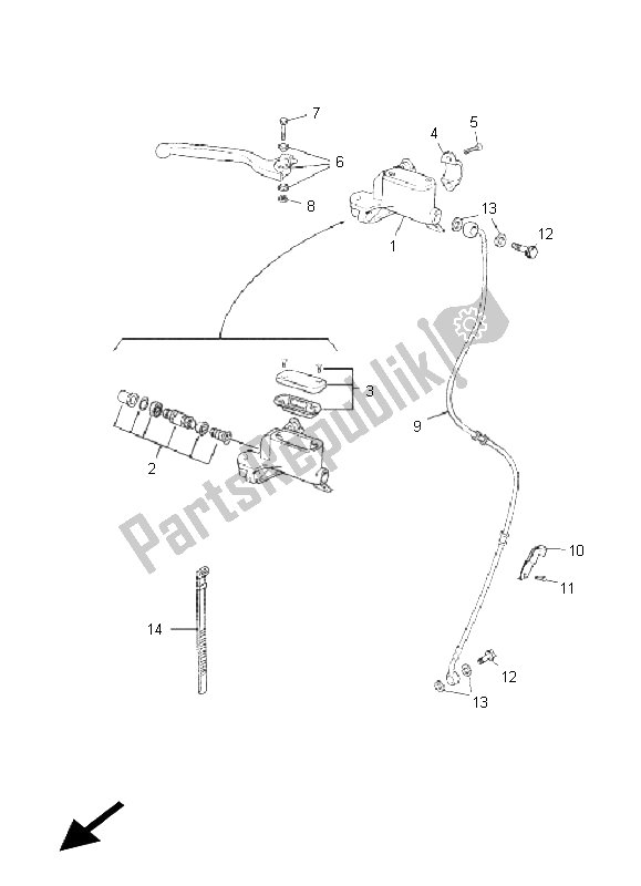 All parts for the Front Master Cylinder of the Yamaha TZR 50 2011