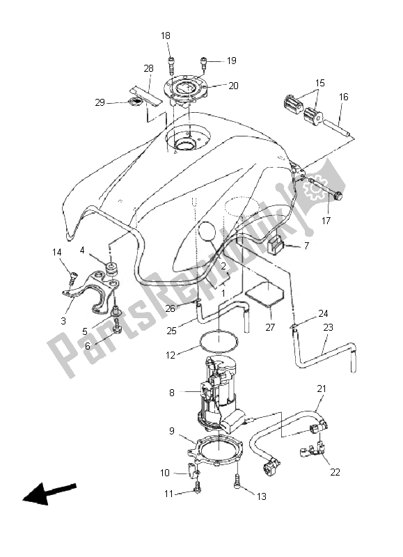 Wszystkie części do Zbiornik Paliwa Yamaha FZ6 N 600 2007