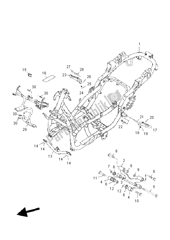 All parts for the Frame of the Yamaha YP 250R Sport X MAX 2011