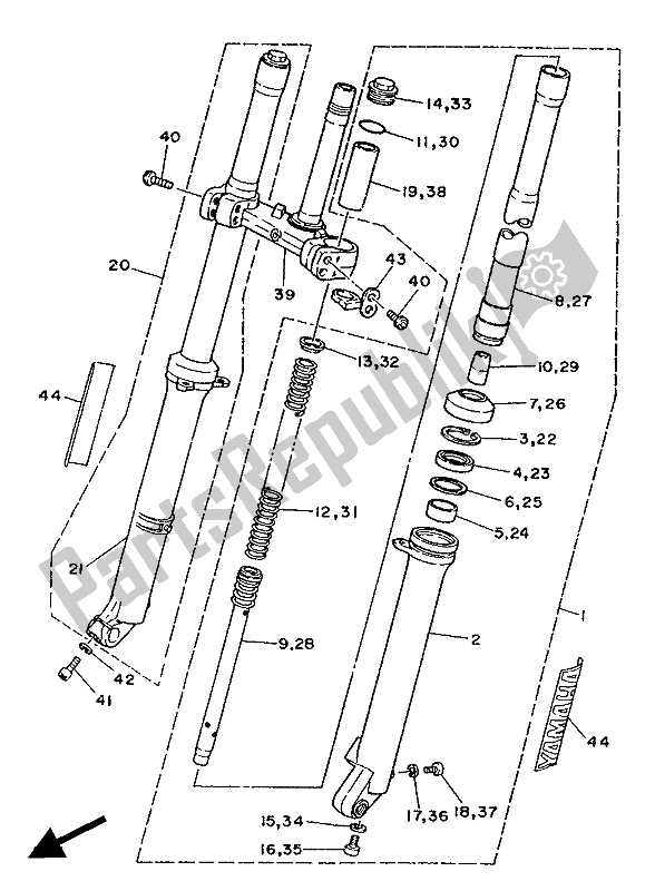 Todas las partes para Tenedor Frontal de Yamaha TY 250R 1988