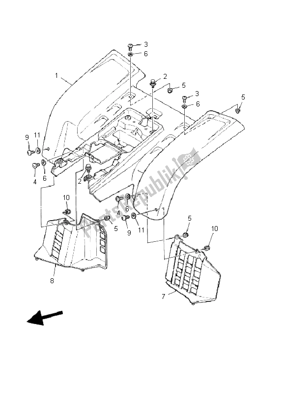 All parts for the Rear Fender of the Yamaha YFZ 350 Banshee 2002