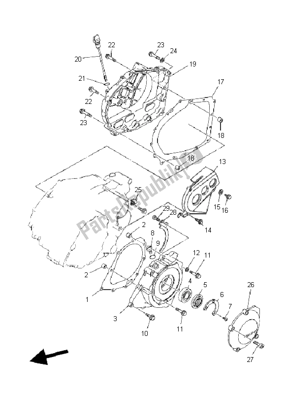 All parts for the Crankcase Cover 1 of the Yamaha YFM 350R 2011