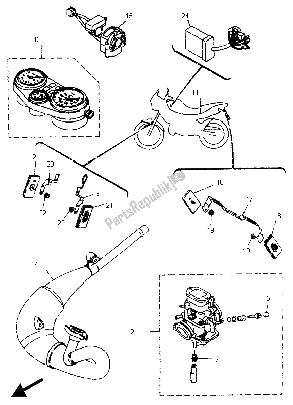 All parts for the Alternate Chassis (austria) of the Yamaha TDR 125 1995