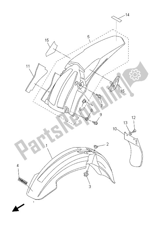 All parts for the Fender of the Yamaha YZ 450F 2003