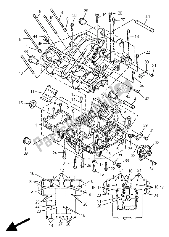 All parts for the Crankcase of the Yamaha XJ 900S Diversion 1998