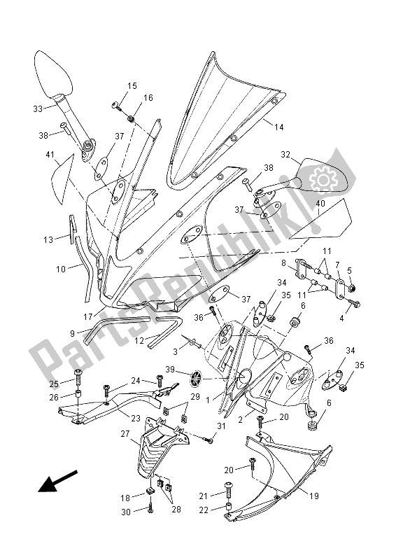 Tutte le parti per il Cowling 2 (dpbm13) del Yamaha YZF R 125A 2015