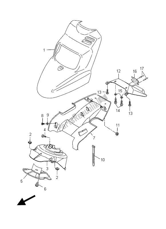 All parts for the Front Fender of the Yamaha CW 50 2015