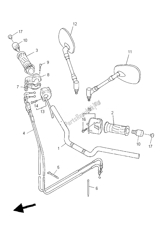 All parts for the Steering Handle & Cable of the Yamaha XJR 1300 2007