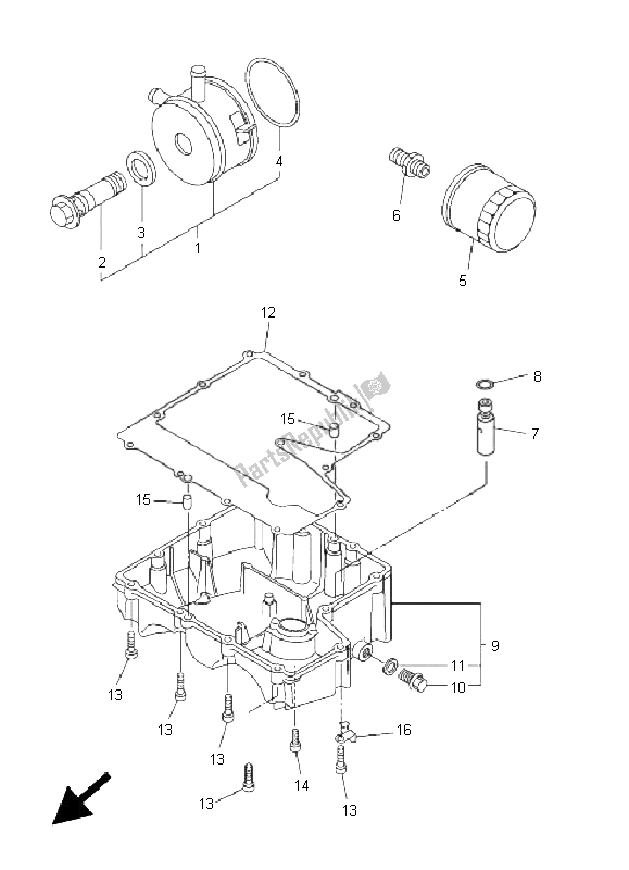 All parts for the Oil Cleaner of the Yamaha FZ6 N 600 2005