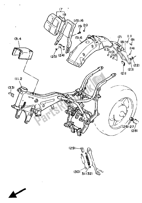 All parts for the Alternate (chassis) of the Yamaha XV 1000 Virago 1986