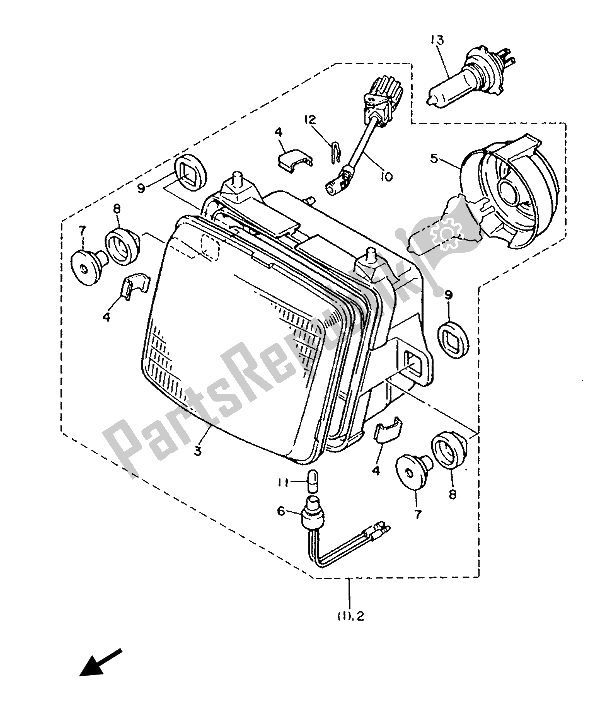 Alle onderdelen voor de Alternatief (koplamp) (voor Denemarken-noorwegen) van de Yamaha FJ 1200 1986