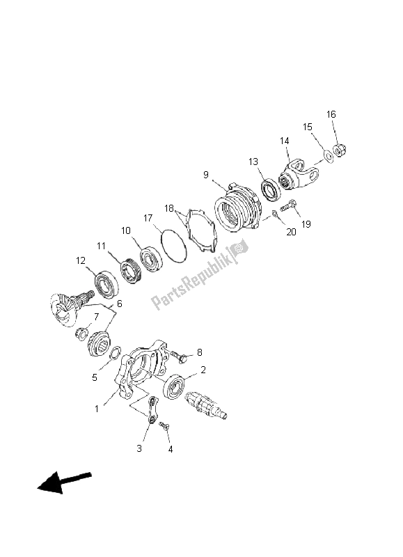 All parts for the Middle Drive Gear of the Yamaha YFM 400F Kodiak 2X4 2003