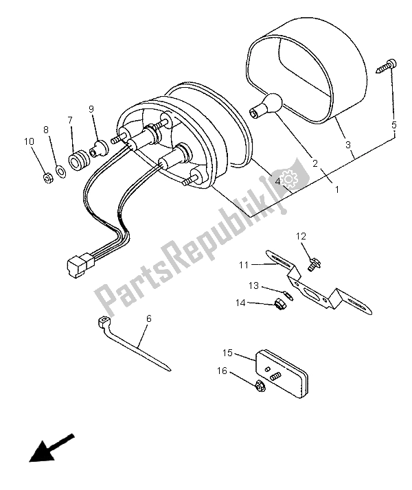 All parts for the Taillight of the Yamaha TDM 850 1999