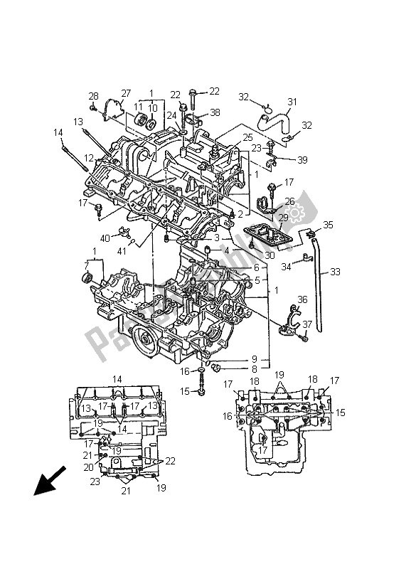 All parts for the Crankcase of the Yamaha FZS 600 Fazer 2001