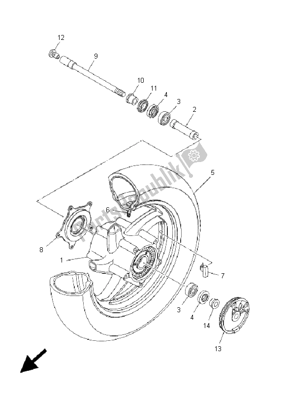 All parts for the Front Wheel of the Yamaha YP 400A Majesty 2008