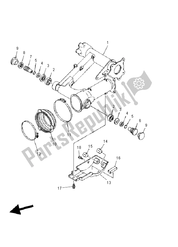 All parts for the Rear Arm of the Yamaha YFM 350 FW Wolverine 4X4 2001