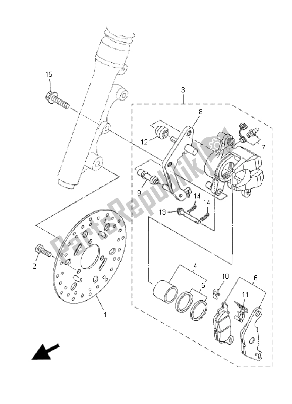 All parts for the Front Brake Caliper of the Yamaha XC 125E Vity 2008