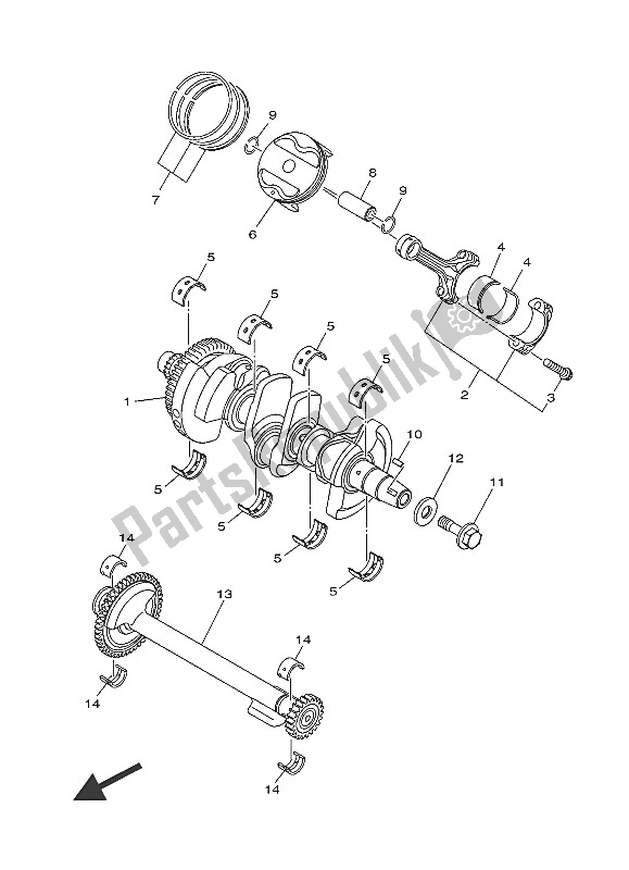 Alle onderdelen voor de Krukas & Zuiger van de Yamaha MT 09A 900 2016