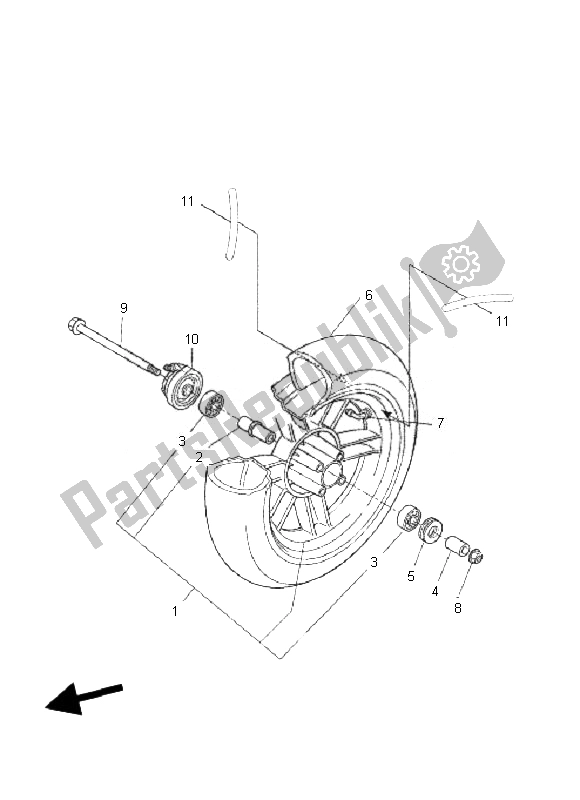 All parts for the Front Wheel of the Yamaha CW 50L BWS 2010