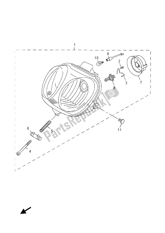 All parts for the Headlight of the Yamaha YN 50E 2013