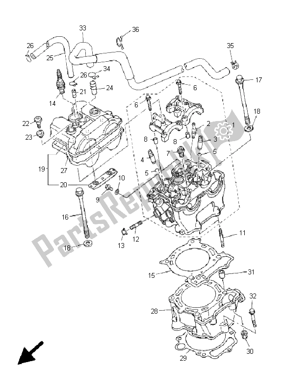 Todas las partes para Cilindro de Yamaha WR 450F 2005