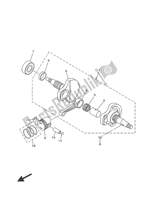 All parts for the Crankshaft & Piston of the Yamaha TT R 110E 2016