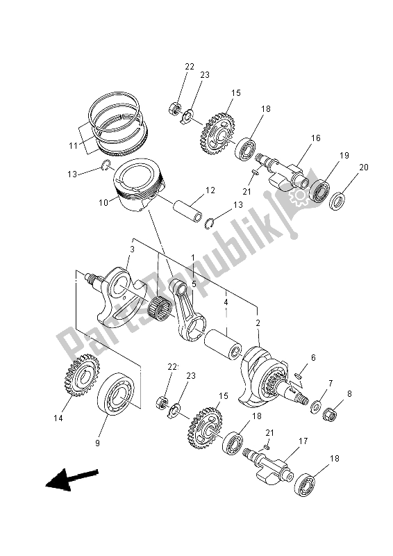 Toutes les pièces pour le Vilebrequin Et Piston du Yamaha YFM 700R 2014