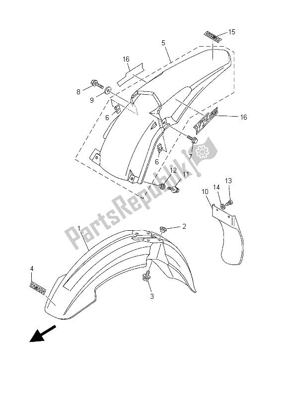 Toutes les pièces pour le Aile du Yamaha YZ 125 2003