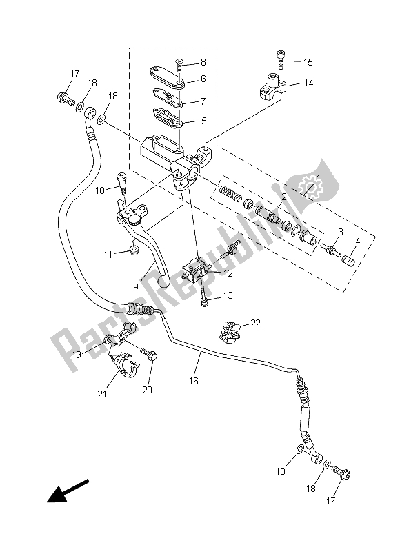 Alle onderdelen voor de Voorste Hoofdcilinder 2 van de Yamaha XT 1200Z 2015