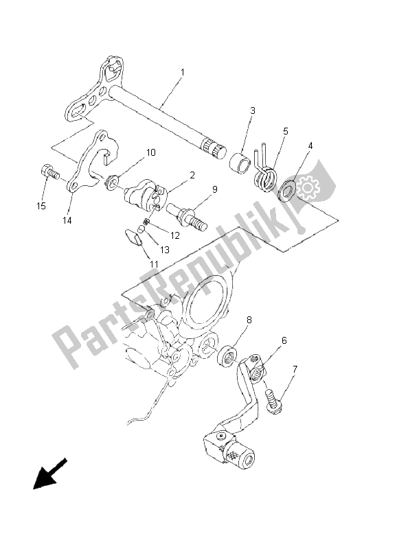 All parts for the Shift Shaft of the Yamaha YZ 250 2001