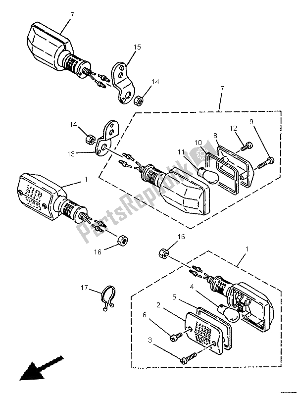 All parts for the Flasher Light of the Yamaha SR 125 1996