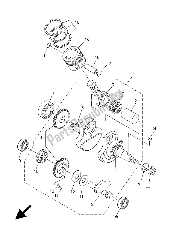 All parts for the Crankshaft & Piston of the Yamaha YBR 125 ED 2005