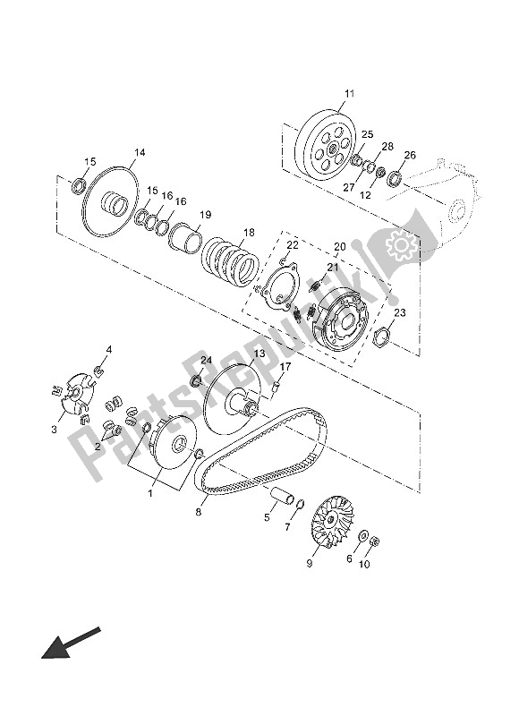 All parts for the Clutch of the Yamaha YP 125R 2016